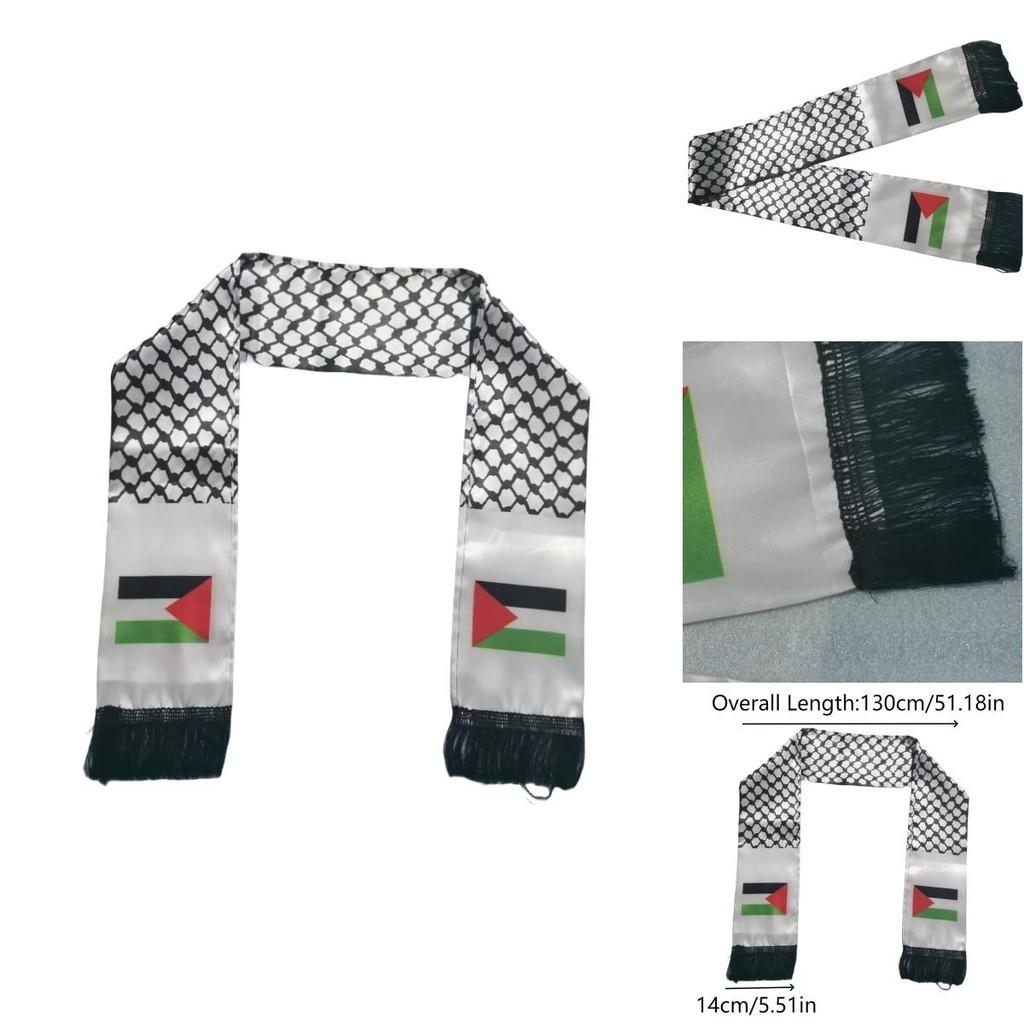 Premium Quality Palestinian Flag Scarf 14*130cm Double Layered Design