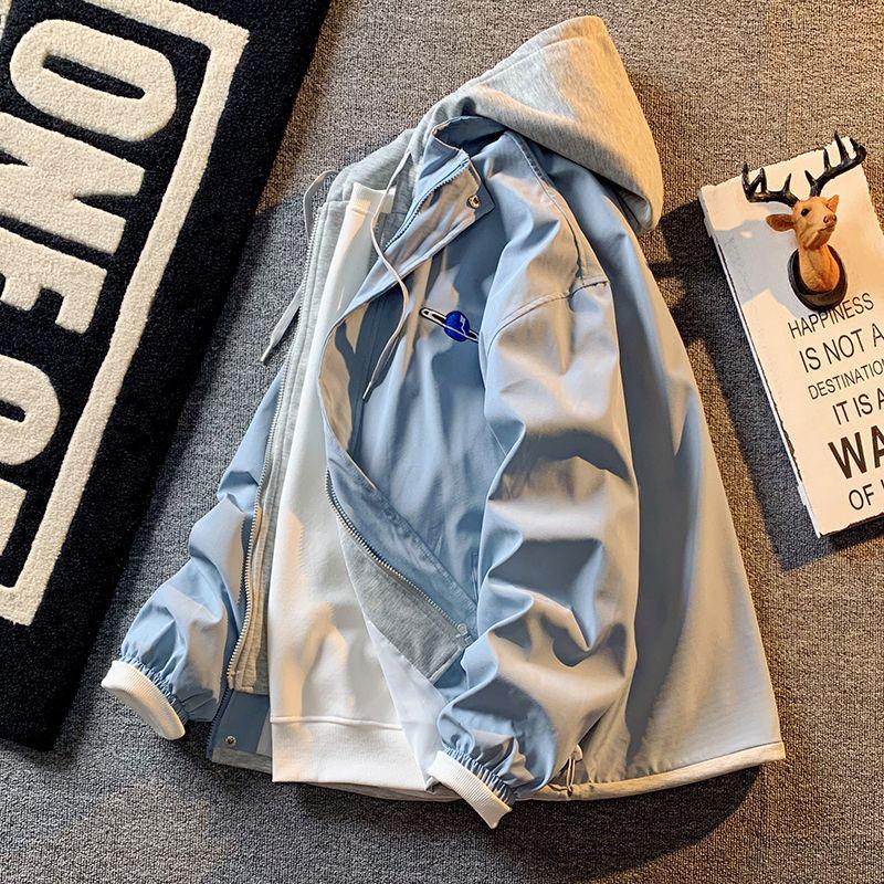 Men's Casual Loose Hooded Jacket: Versatile Two-Piece Windbreaker for Spring & Autumn Trendy Baseball Style