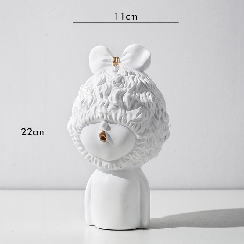 

1pc Cute Girl Figurine Resin Portrait Ornament Human Statue Home Decorarion Fairy Centerpiece Indoor White Black Decor синий