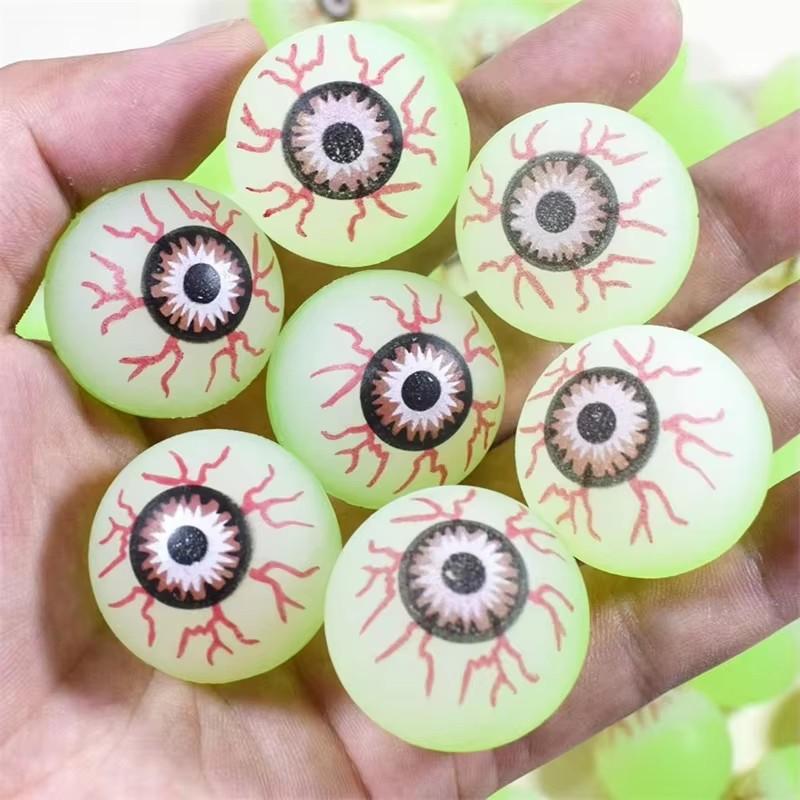 6/12 Pcs Assorted Exploding Eyes Bouncy Balls Halloween Themed Colorful Elasticity Rubber Jumping Toys for Prom Gifts