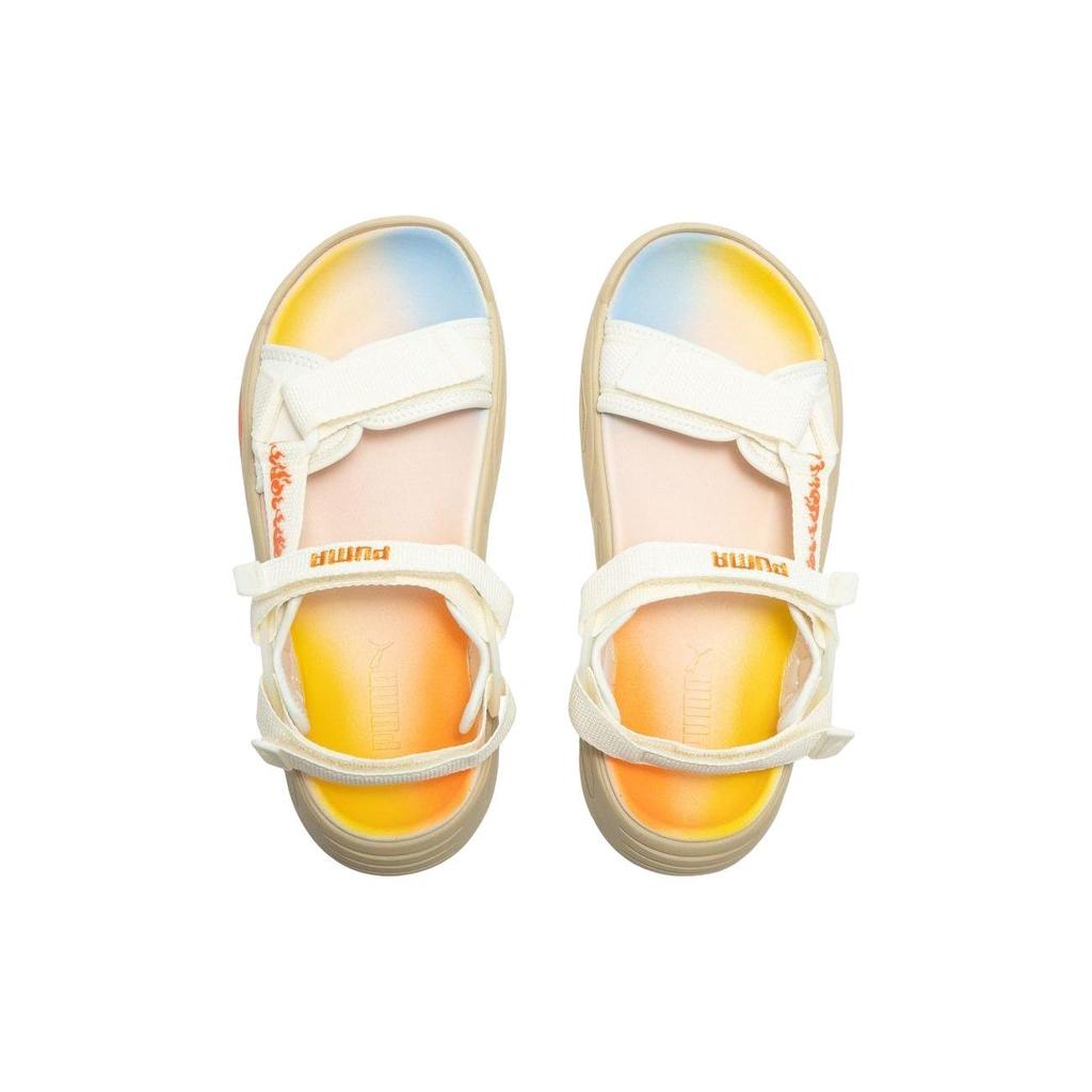 Puma Traek Lite Gradient Flames Fabric Non-Slip Wear-Resistant Sports Sandals Unisex Sandals White Orange 394974-01