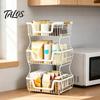 Multipurpose Storage Rack 2/3 Layer Countertop Organizer Rack, Heavy Duty Fruit Basket Stand, 3 Tier Space Saving Carbon Steel for Kitchen, Pantry