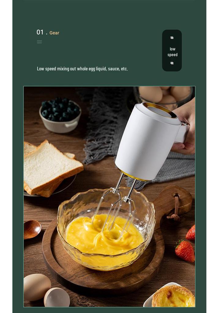 Handheld Wireless Electric Egg Beater & Cream Whipper with Dual Rods for Baking