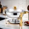 Alcohol Stove Large Capacity Circular Gold-plated Insulated Heating Furnace Hotel Restaurant Stainless Steel Buffet Stove