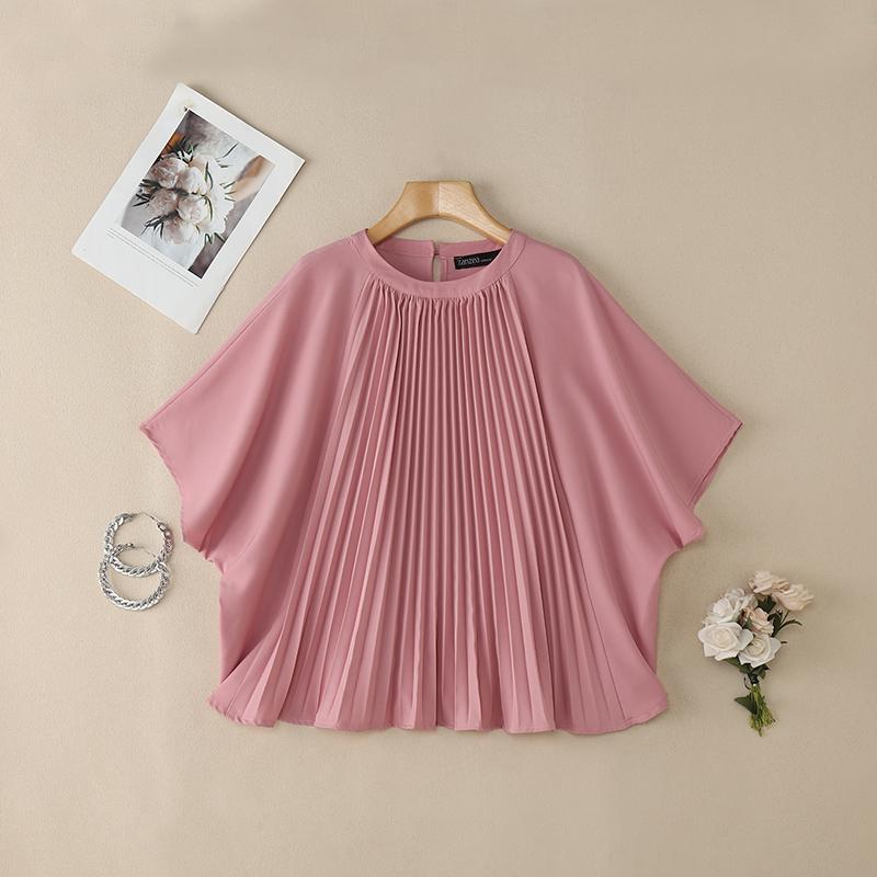 ZANZEA Women Elegant Round Neck Loose Casual Half Sleeve Blouse