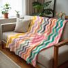 Rainbow Wave Heart Cartoon Anime Print Flannel Blanket Soft Warm Throw For Kids Bedroom Sofa Bed Christmas Office Car