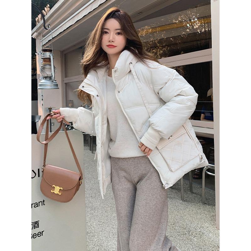 Large Size Women's Clothing Autumn and Winter Loose Casual Hooded Tooling Jacket Short Down Cotton Jacket
