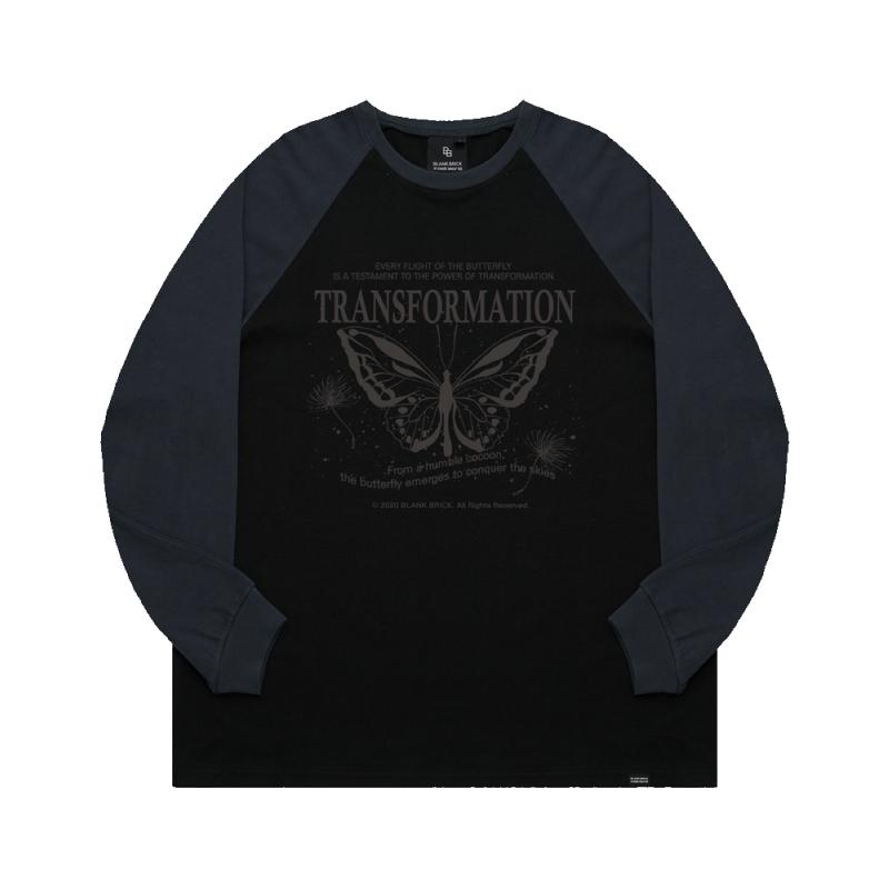 Blank Brick Butterfly Raglan Long Sleeve Black