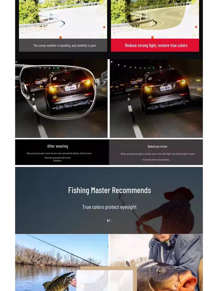 Men's Polarized Day & Night Sunglasses: Anti-UV HD for Driving & Fishing