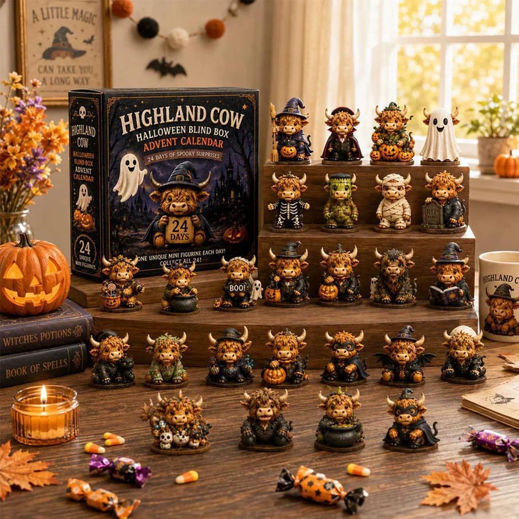 Halloween Adventskalender 2026, Acryl Geist Blind Box Countdown-Kalender mit täglichen Überraschungstüren, Tisch-Feiertagsdekoration für Heimparty Geschenk