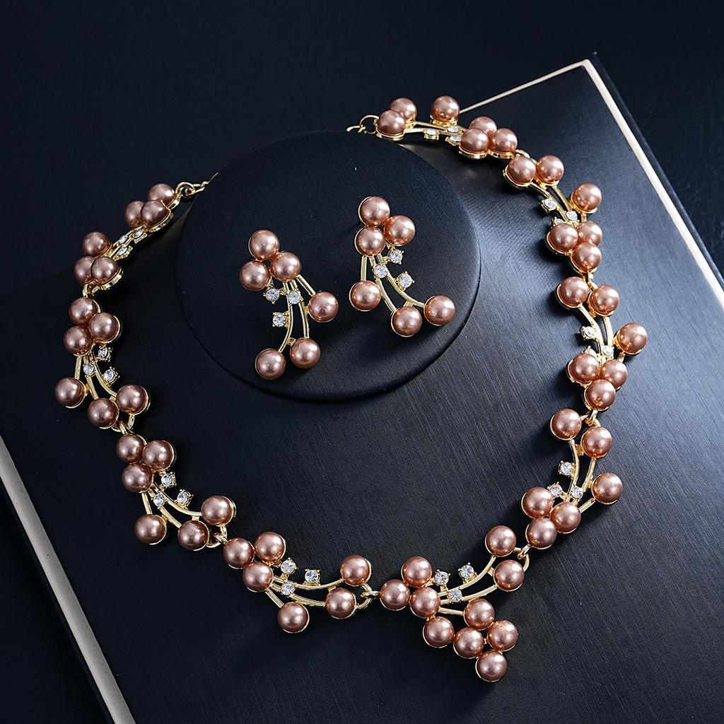 2025 Bridal Wedding Jewelry Set: Elegant Alloy Pearl Necklace & Earrings