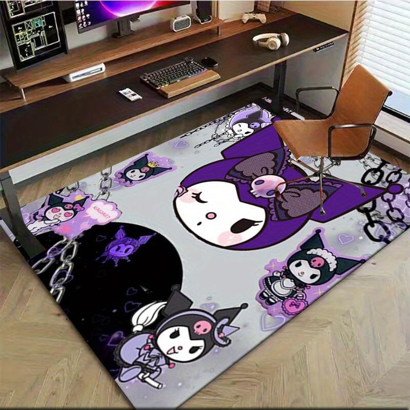 1pc Sanrio Kuromi Mermaid Printed Office Carpet Rectangle Rug Under The Table,Perfect Room Decor for Living Room, Bedroom, Kitchen, Non-slip Floor Mat