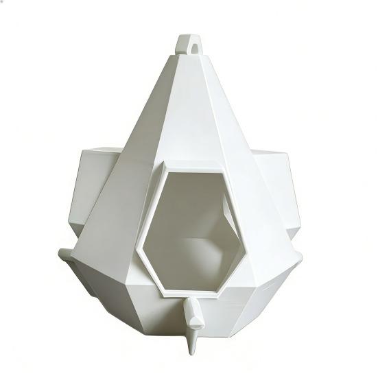 

Hanging Cyberpunk Bird Feeder Outdoor Rainproof Bird Feeder Polyhedral Garden Bird Feeder for Balcony Patio Backyard Birdwatching A білий