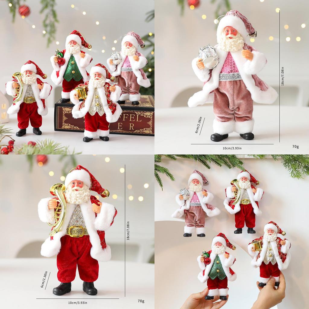 Cute Santa Claus Ornament With Musical Instruments Christmas Decoration Props For Christmas Tree