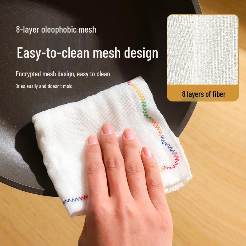 Rainbow 8-Layer Oil-Repellent Kitchen Cloth - Non-Stick Regenerated Cellulose Dish Towel.