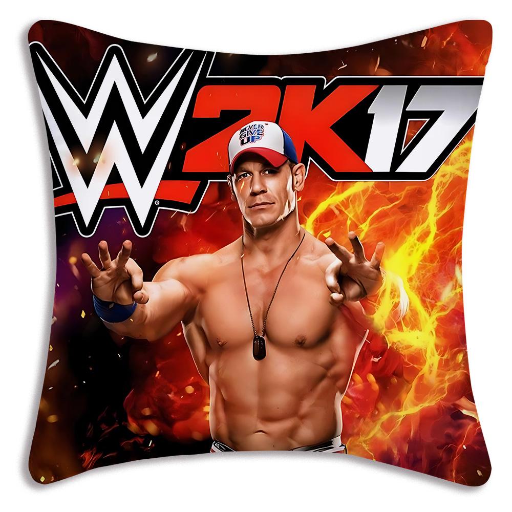 W-WWE LOGO W-WrestleMania Pillow Covers Cartoon Sofa Decorative Home Double-sided Printing Short Plush Cute Cushion Cover