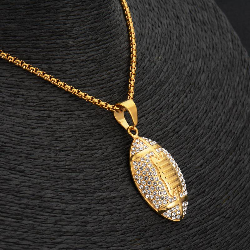 European and American Rugby Fashion Necklace Pendant for Men and Women, Japanese and Korean Titanium Steel Long STN1848