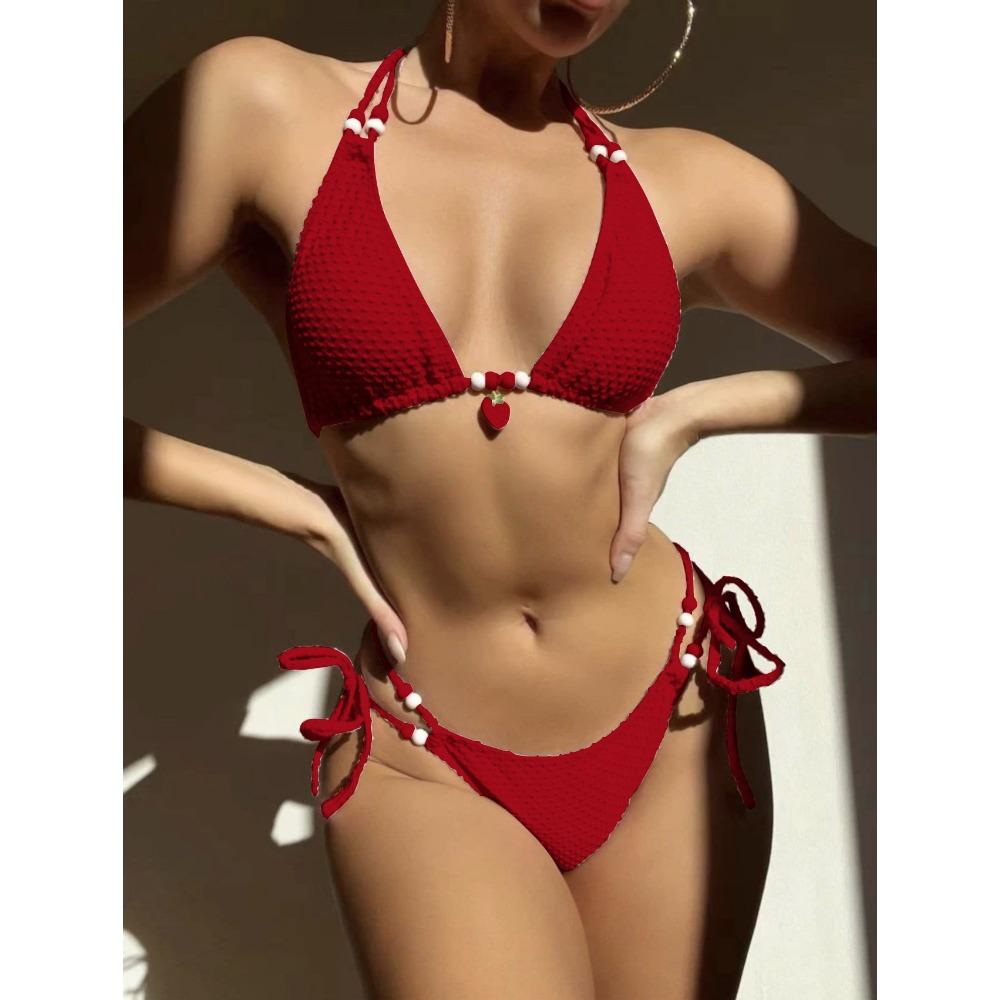 European and American Swimwear Women's Sexy Bikini Solid Color Swimsuit