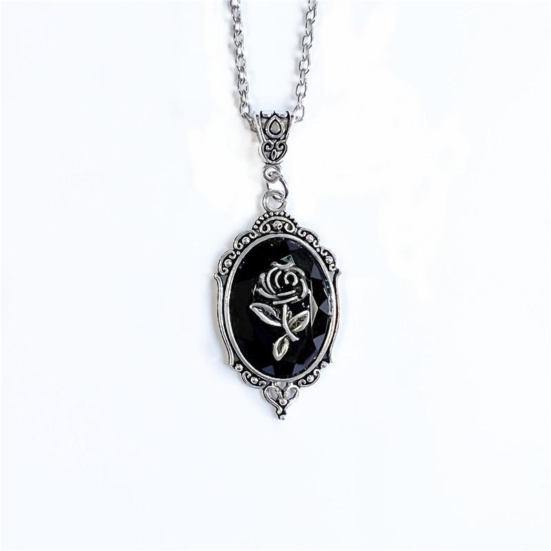 No Ip Punk Style Alloy Jewelry With Glass Rose Pendant For Men And Women Summer Fashion