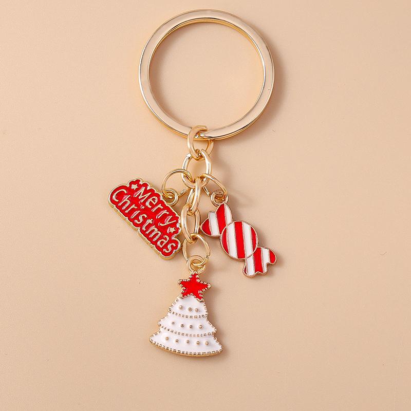 New Christmas Tree Keychain Women Girls Snowman Santa Claus Key Ring Pendants for Handbag Decor DIY X'mas Key Chain Gifts