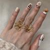 Exaggerated Silver Sunflower Finger Circle Irregular Open Hollow Out Ring  Banquet