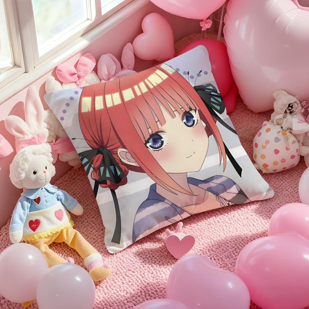 Quintuplets M-Miku N-Nakano W-Waifu Pillow Case Soft Plush Fabric Double-Sided Printed Cushion Cover Warm Winter Sofa