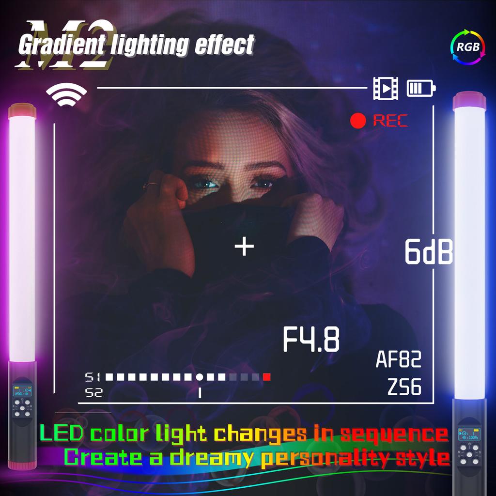 Professionelle RGB-Röhrenleuchte für die Fotografie - Tragbare Handheld-RGB-Röhrenleuchte LED-Lichtstab IPX8 5 Beleuchtungsmodi für Vlog Live-Streaming Produkt Po