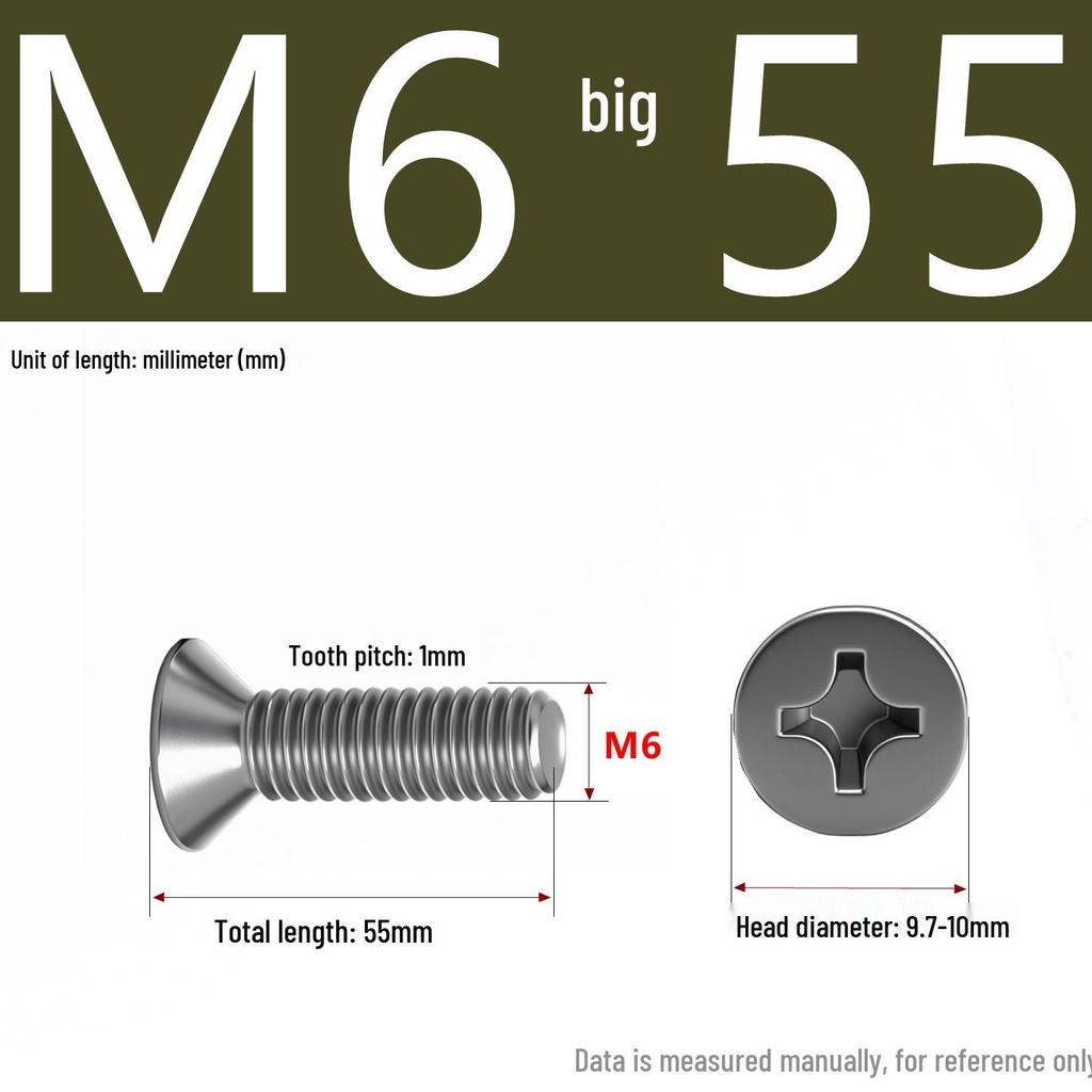 201 Stainless Steel Countersunk Phillips Head Screw: Flat Head Bolt M2-M8