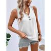 Summer New Women's V-neck Button-down Sleeveless Vest Solid Color Loose Casual T-shirt Top