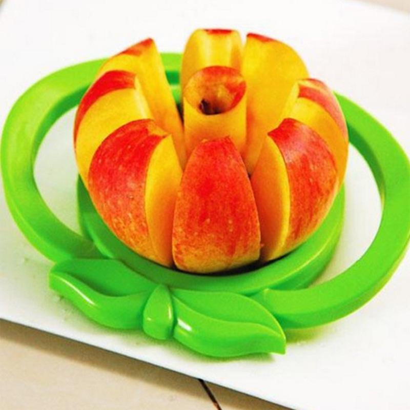 Coupe-pomme en plastique avec manche, couteau à fruits en acier inoxydable, accessoires de cuisine