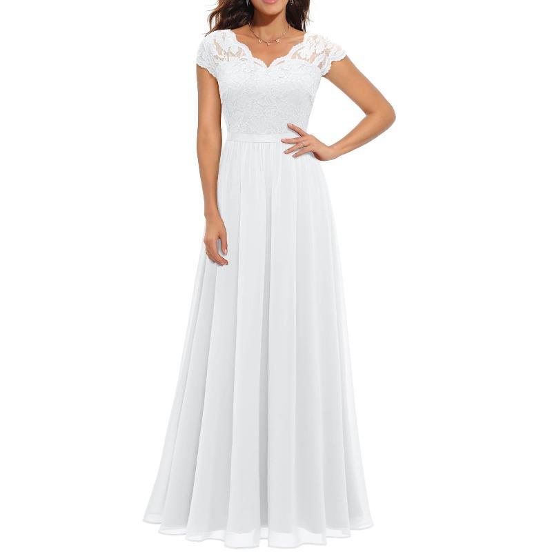 Color code new European and American hot-selling dresses lace splicing long waist noble dress dresses