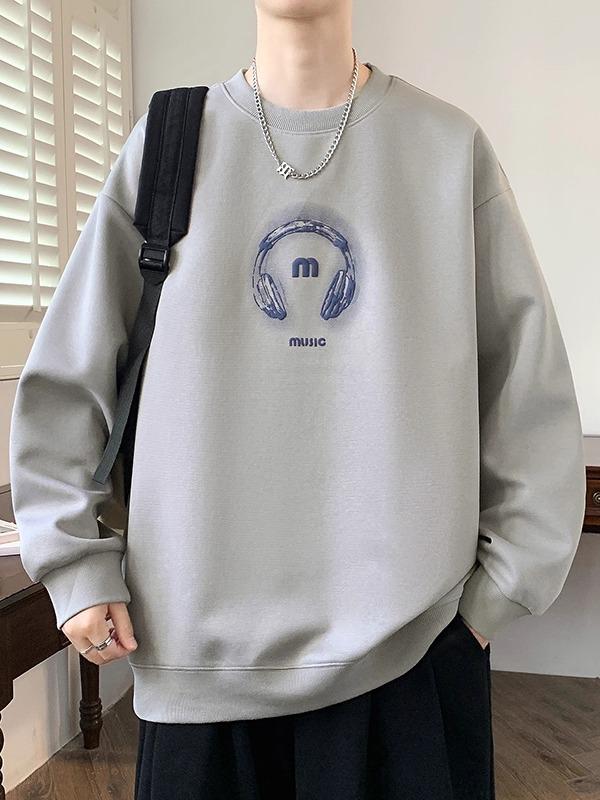 Men's Round Neck Hoodie, New Style: Spring, Autumn & Winter, Plus Velvet, Long Sleeve, Youth & Big Kids Trendy T-shirt