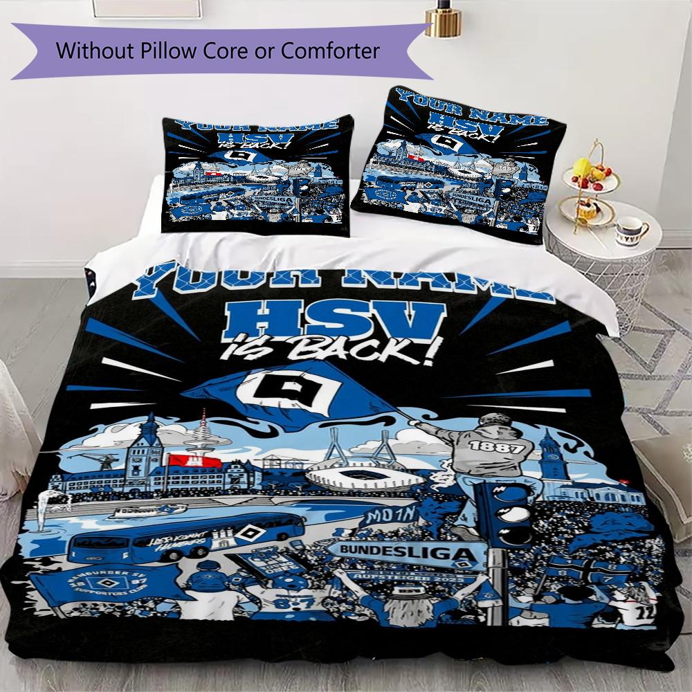 Benutzerdefinierter Name Hamburger Sv Bettwäsche, Steppbett-Set Bettbezug Kissenbezug Haus Geburtstagsgeschenk(1 Bettbezug + 2 Kissenbezüge, ohne Füllung)_xia 135x200cm gray