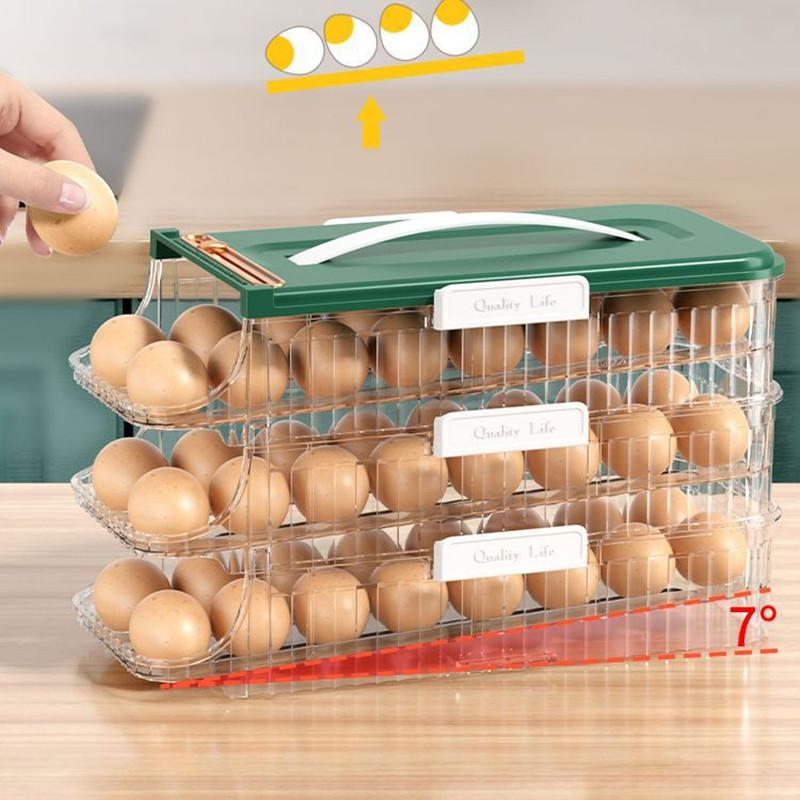Scatola Porta Uova Tipo Cassetto per Frigorifero Frigorifero Scorrimento Automatico Organizzatore Cucina Organizzatori per la Casa Contenitori Ermetici Cibo