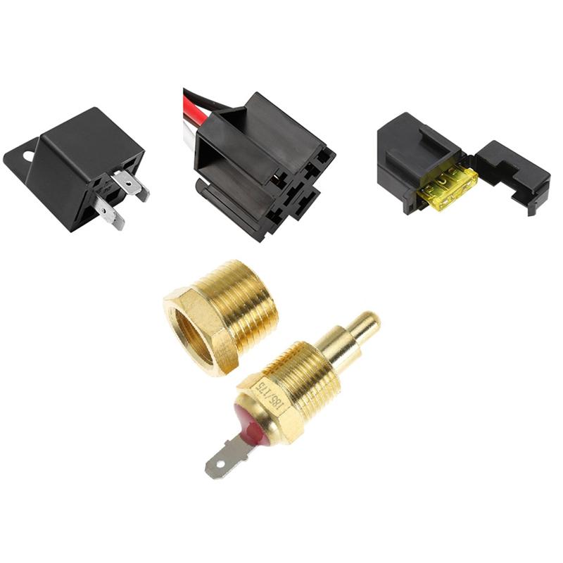 Thermostat Kit Electric Fan Relay Kit With 185° On 175° Off Temperature Switch For Car Cooling System