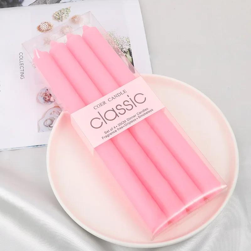 European Minimalist Solid Color Candle Long Straight Pole Pearl Design Home Wedding Dinner Decor Western Style Candle Ornament