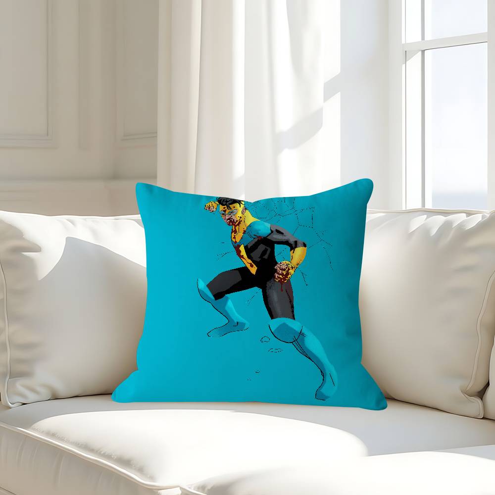 

Cartoon I-Invincible Cushion Cover Inches Farmhouse Decor Home Throw Pillow Covers For Couch Decorations 16x16Inch