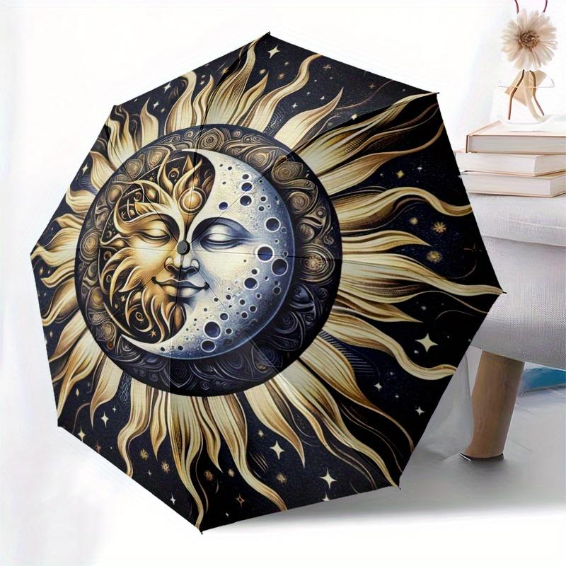 Golden Sun & Moon Celestial Mandala Wall Art Print Umbrella, Christmas Gift Y367