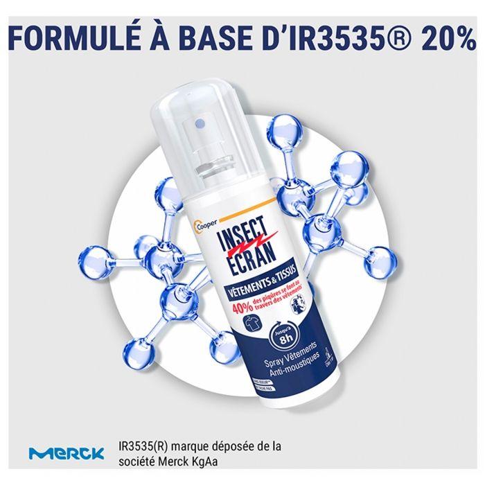 INSECT ECRAN - Spray Anti-Moustiques - Protection contre les piqures de moustiques - Vêtements &amp;Tissus - Sans odeur - Spray - Fabriq