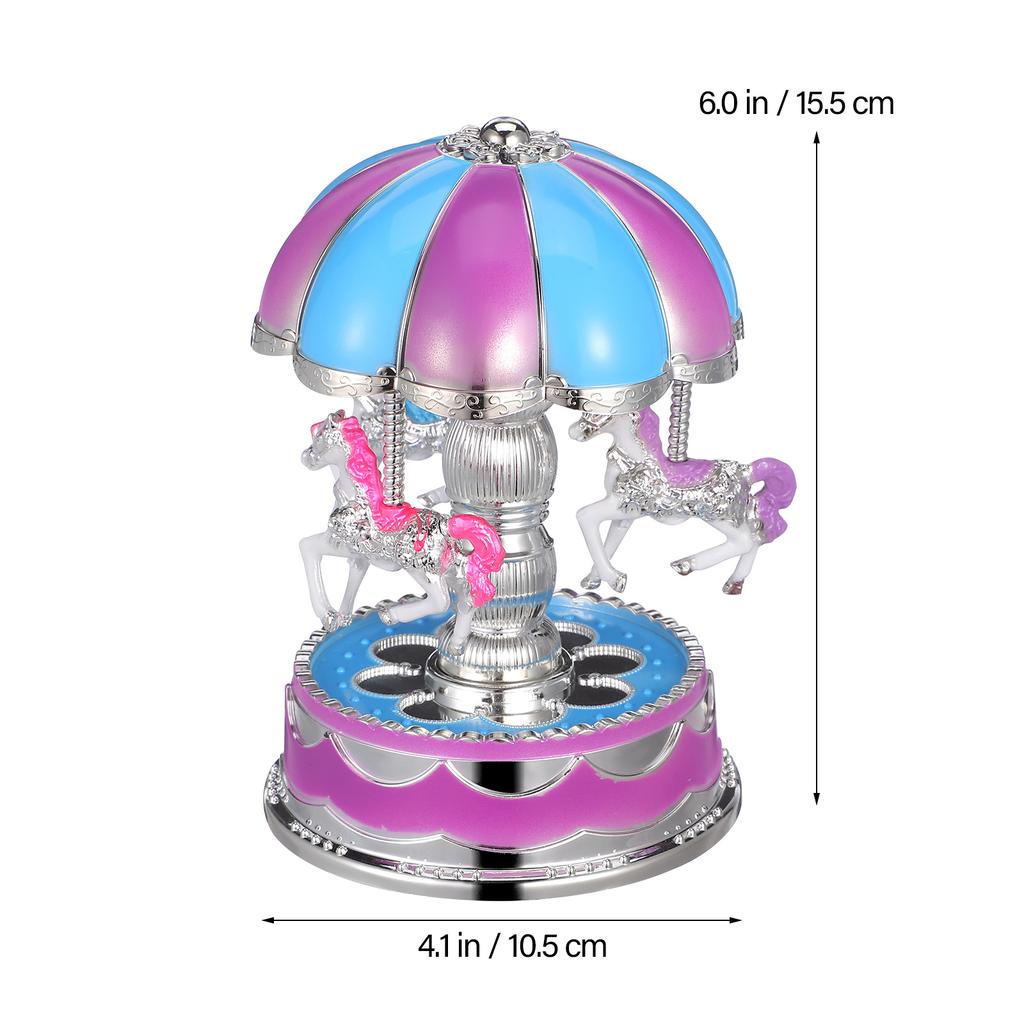 Illuminated Carousel Music Box 3 Rotating Horses Light Feature Romantic Atmosphere Decor for Home Bedroom Gift