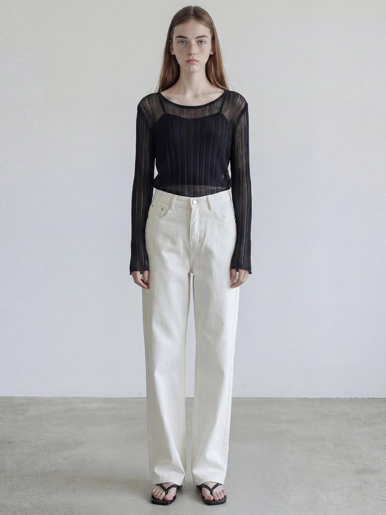 STAY WITH ME Two-Way Ribbed Knit_Black