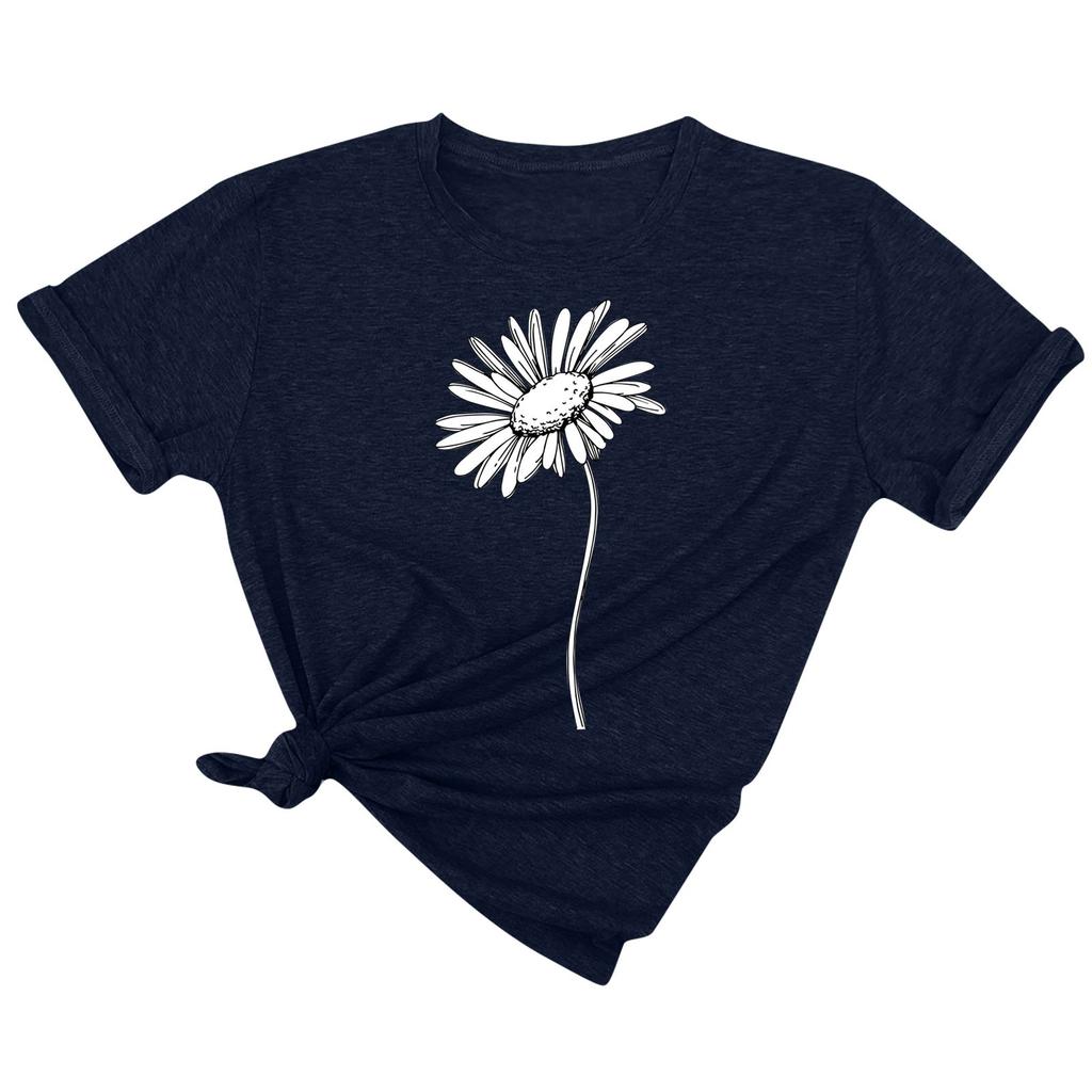 Camiseta de manga corta con cuello redondo y estampado informal a la moda para mujer