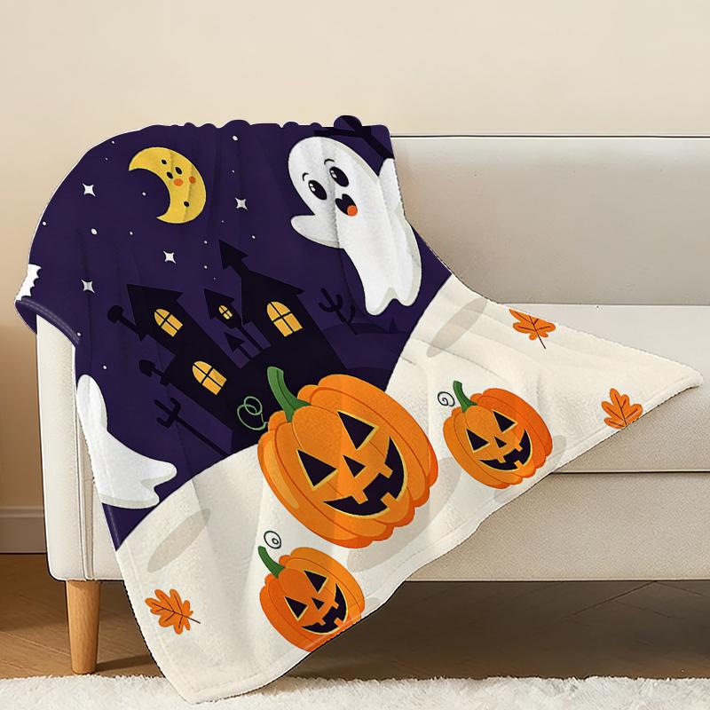 Thick Warm Flannel Blanket for Halloween & Christmas Soft Cozy Blanket, Ideal for Home, Guest Room, Single Use, Festive Decor