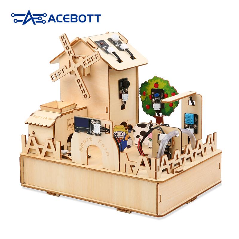 ACEBOTT ESP32 IOT Projects Wooden House STEM Smart Farm Starter Kit For Arduino