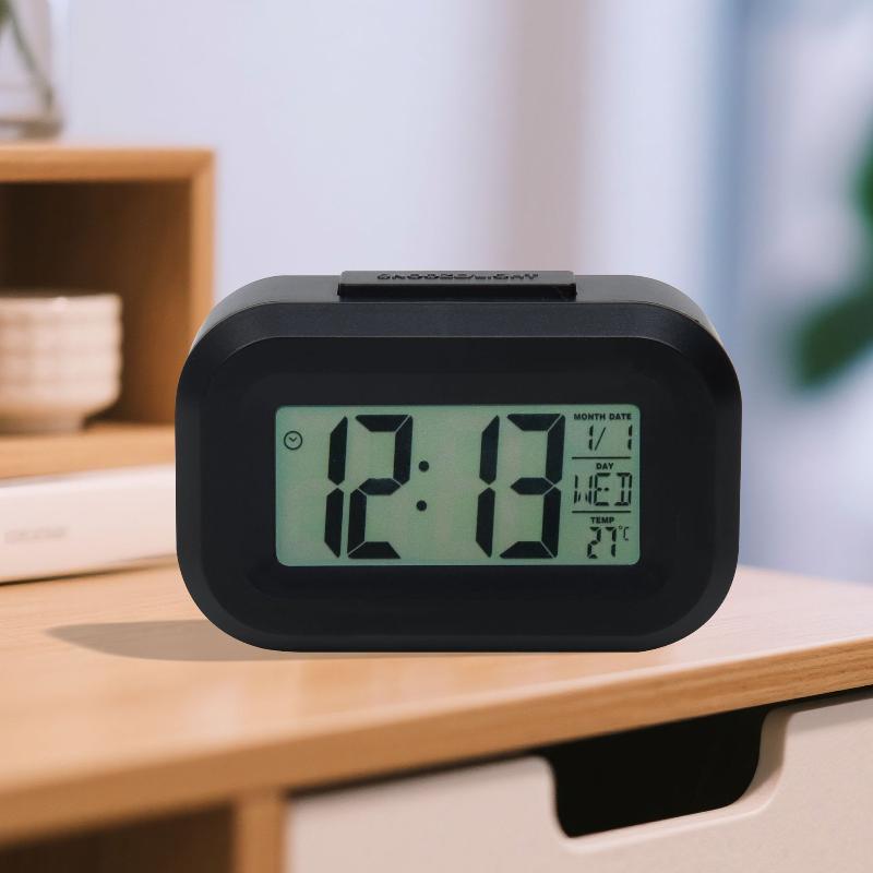 Digital Compact Alarm Clock Temperature Date Display Multiple Colors Easy to Operate for Elderly Student Daily Use
