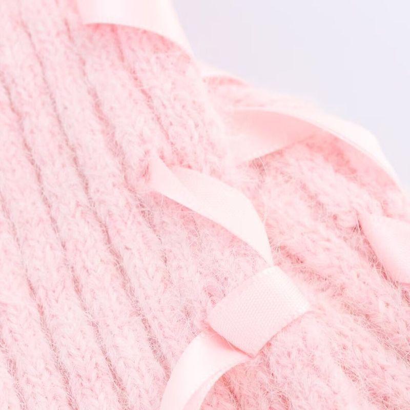 Kaslead New Women clothes Western Style Fashion Simple Asymmetric Ribbon Decorative Knitted Outerwear