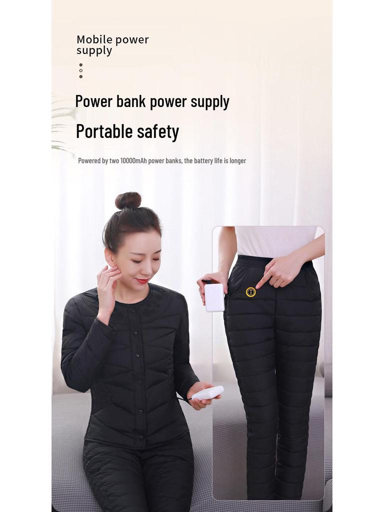 Carbon Fiber Heated Winter Cotton Clothing Set with Three-Speed Temperature Control
