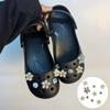 Bling Silver Rhinestone Flower Shoe Charms Metal Bead Bow & Heart Clog Charms Luxury Diy Shoe Decoration Punk Y2K Style Clog Pin