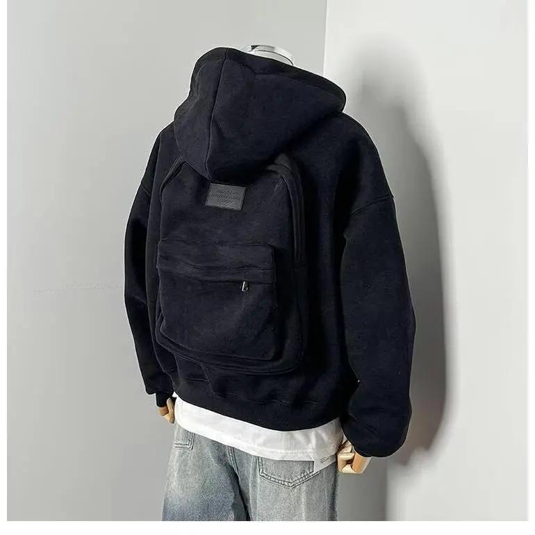 Men's Hoodie Solid Back Small Bag Design Sweatshirt Spring Autumn Four Seasons Jacket Men Women Trendy Brand Jacket Hooded for Male Coats