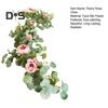 Realistische Pfingstrosen-Rosenreben, Simulationsblumen, realistisch aussehende, lebendige Farben, lichtbeständige Eukalyptus-Hängepflanzen